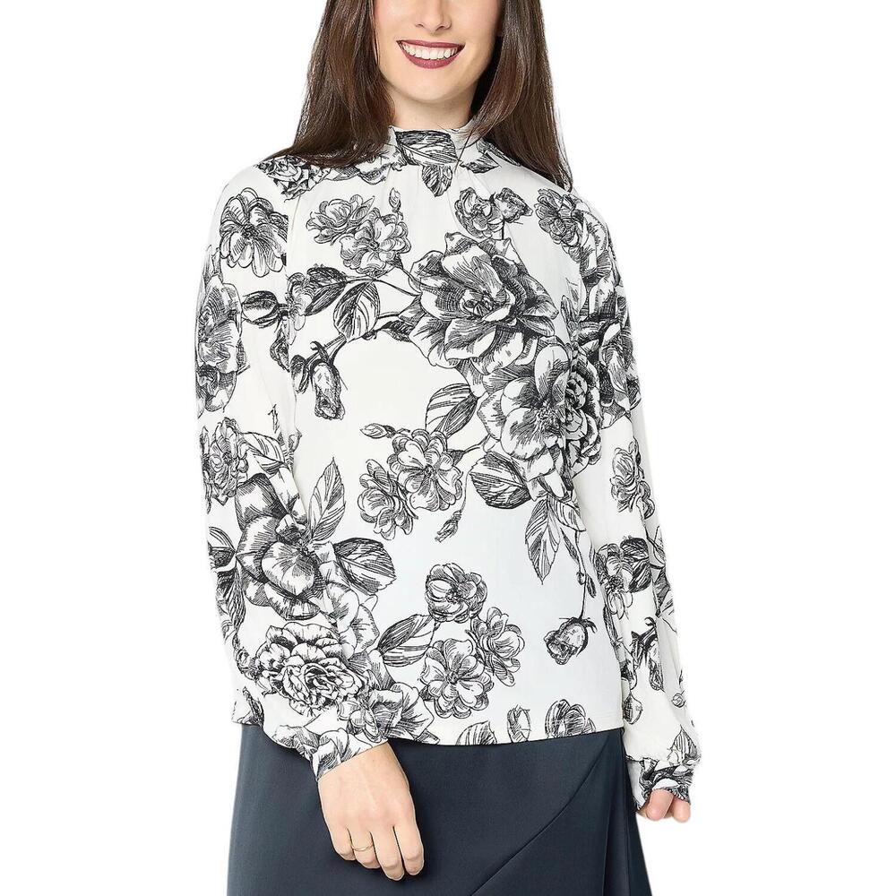 BEAUTIFUL by Lawrence Zarian The Martha Mock-Neck Knit Top Ivory - Regular